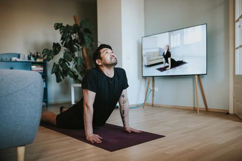 Virtual yoga class.