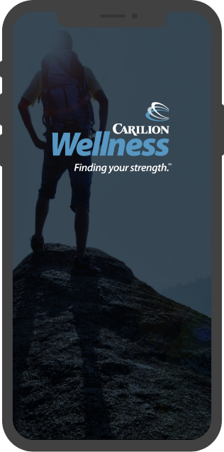 Carilion Wellness mobile application welcome screen.